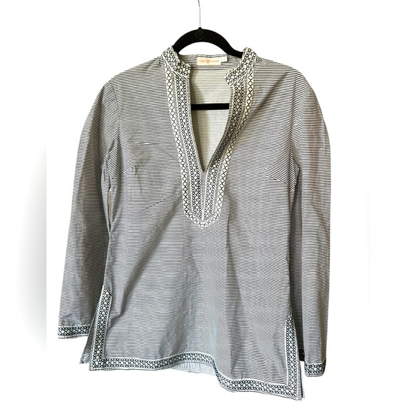 Tory Burch Striped Top in Navy and Cream - Picture 6 of 9